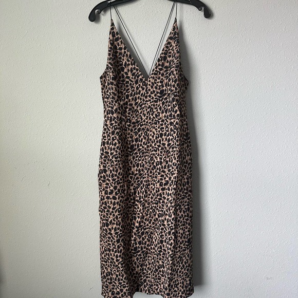 Top Shop Leopard Midi Slip Dress Sz 8 - Picture 1 of 4